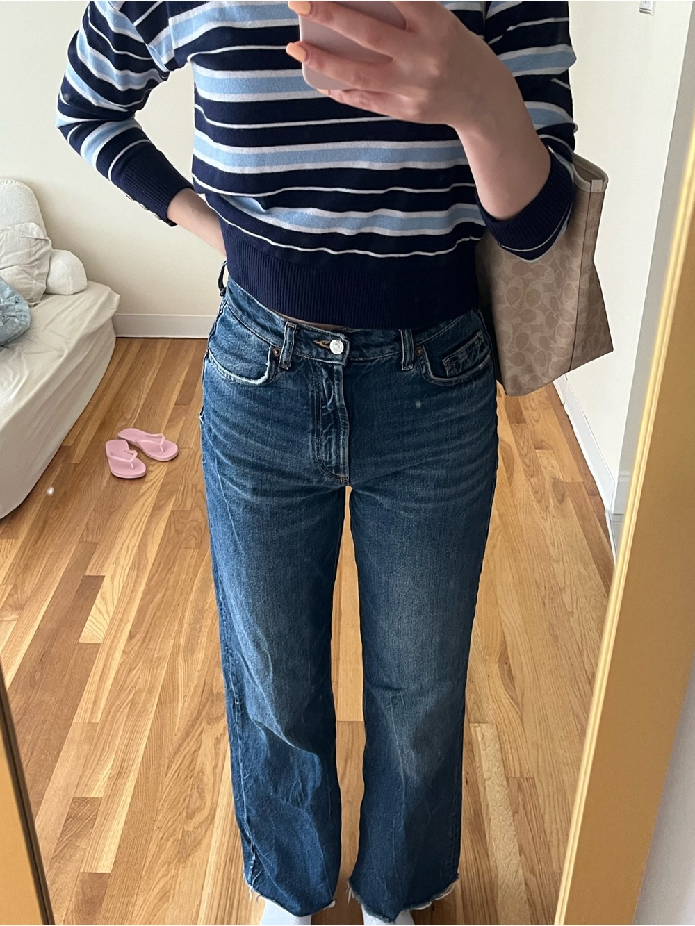 Zara High-Rise Wide Leg Women’s Jeans in Dark Blue